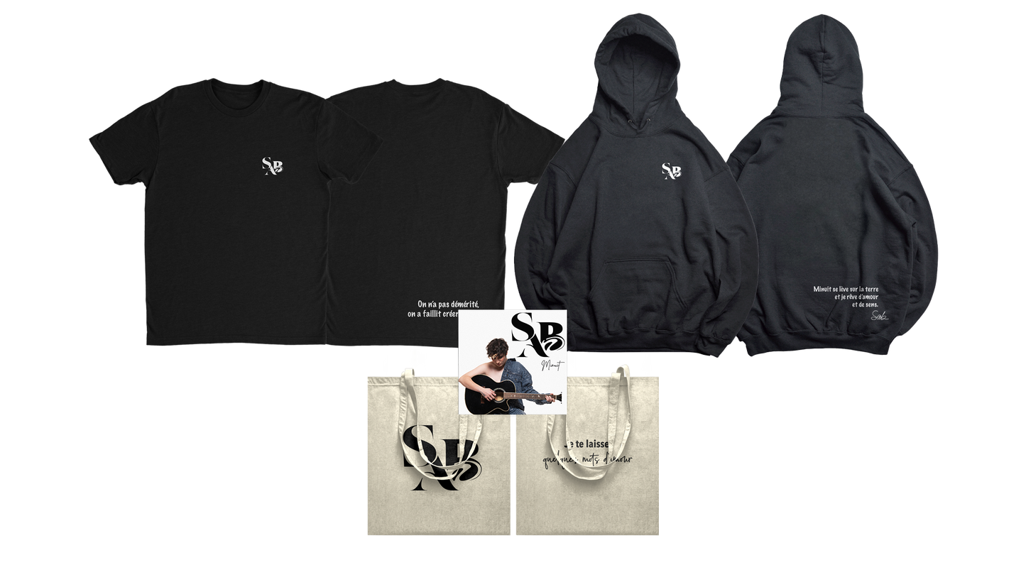 PACK FULL NOIR "CD DÉDICACÉ + SWEAT + T-SHIRT + TOTEBAG" « MINUIT »